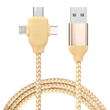 High Quality Multi Function Nylon Braid Mobilephone Charging 3 in1 USB Cable